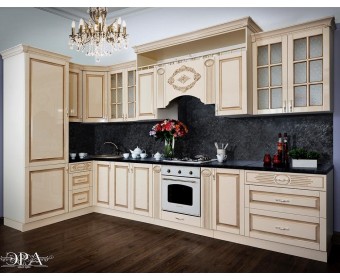 Модульная кухня Верона угловая 3,9*1,6, крем глянец