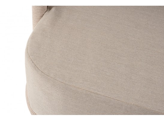"Верона" диван 3-местный плетеный из роупа, каркас алюминий белый муар, роуп бежевый круглый, ткань бежевая 15052