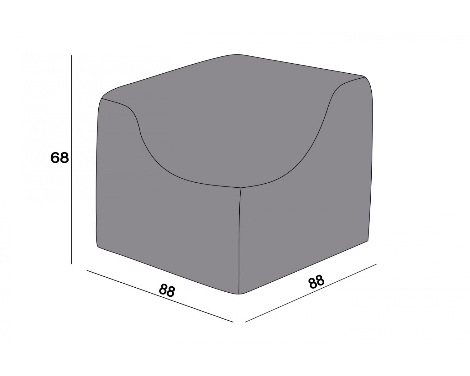 Защитный чехол на модуль Лунго угловой 86×86×65 см, цвет темно-серый