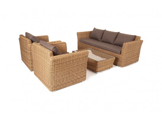 "Капучино" лаунж-зона из искусственного ротанга, цвет соломенный