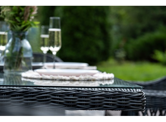 "Амароне" обеденная группа из искусственного ротанга на 6 персон, цвет графит