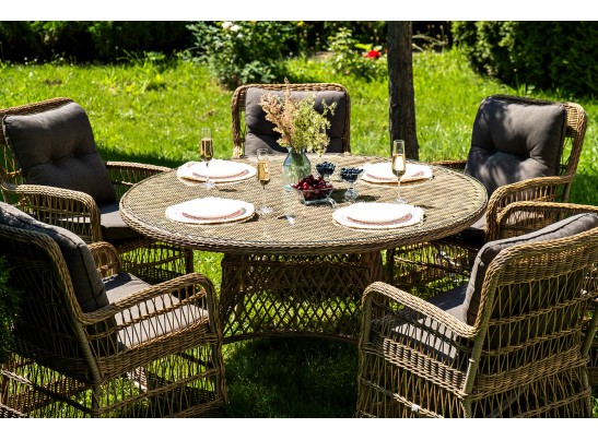 "Эспрессо–150 C" обеденная группа плетеная, цвет соломенный