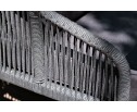 "Канны" диван 2-местный плетеный из роупа, каркас алюминий темно-серый (RAL7024) муар, роуп темно-серый круглый, ткань темно-серая 027