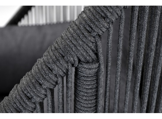 "Мадрид" кресло плетеное из роупа, каркас алюминий темно-серый (RAL7024) муар, роуп темно-серый круглый, ткань темно-серая 027