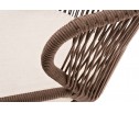 "Милан" стул плетеный из роупа, каркас алюминий белый, роуп коричневый, ткань бежевая