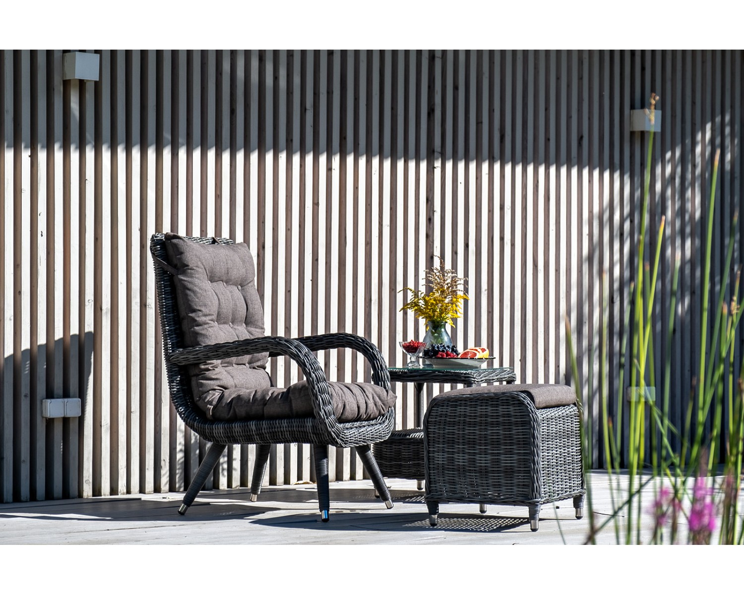 "Толедо" кресло плетеное с подушками, цвет графит