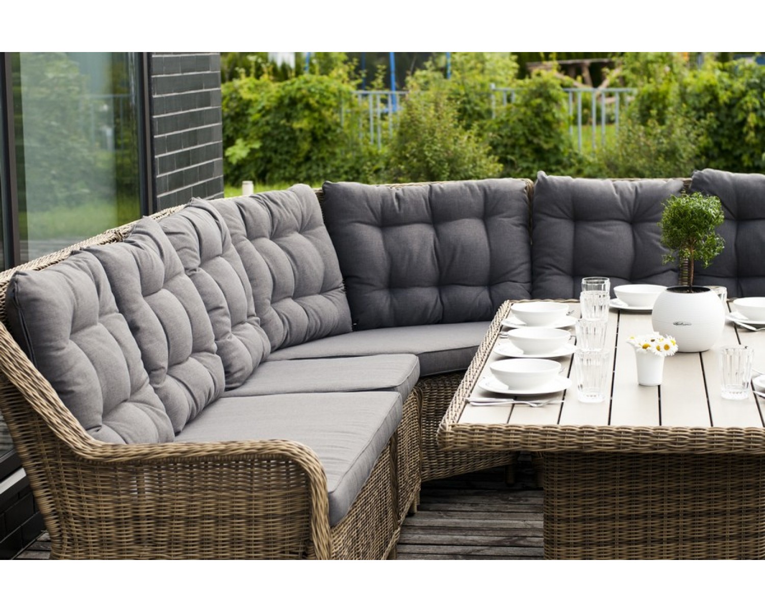 "Бергамо" модульный диван из ротанга, цвет соломенный