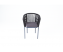 "Марсель" стул плетеный из роупа, каркас алюминий темно-серый (RAL7024) шагрень, роуп темно-серый круглый, ткань темно-серая