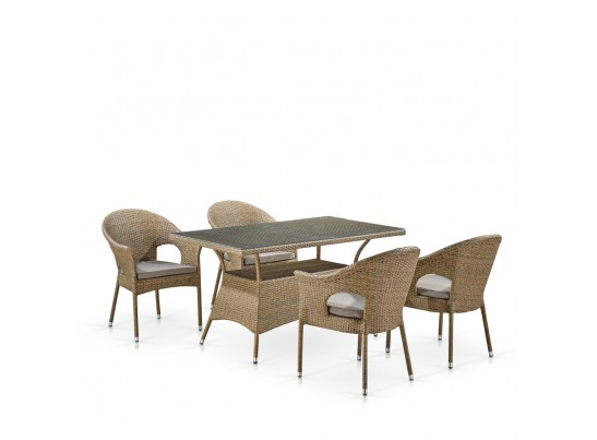 Комплект плетеной мебели T198B/Y97B-W56 Light Brown (4+1)