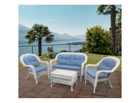 Плетеный комплект для отдыха из искусственного ротанга  LV520 White/Blue