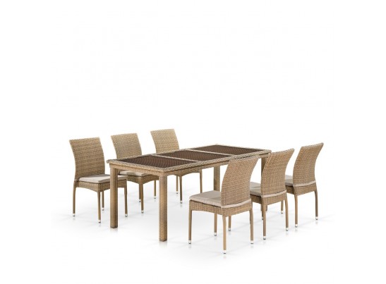 Комплект плетеной мебели T365/Y380B-W65 Light Brown (6+1)
