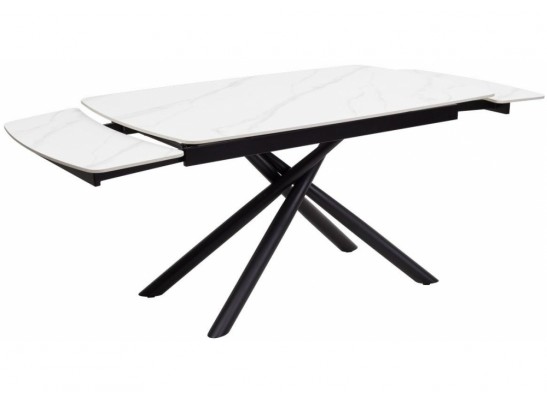 Стол Rivoli matt white marble sintered stone / black