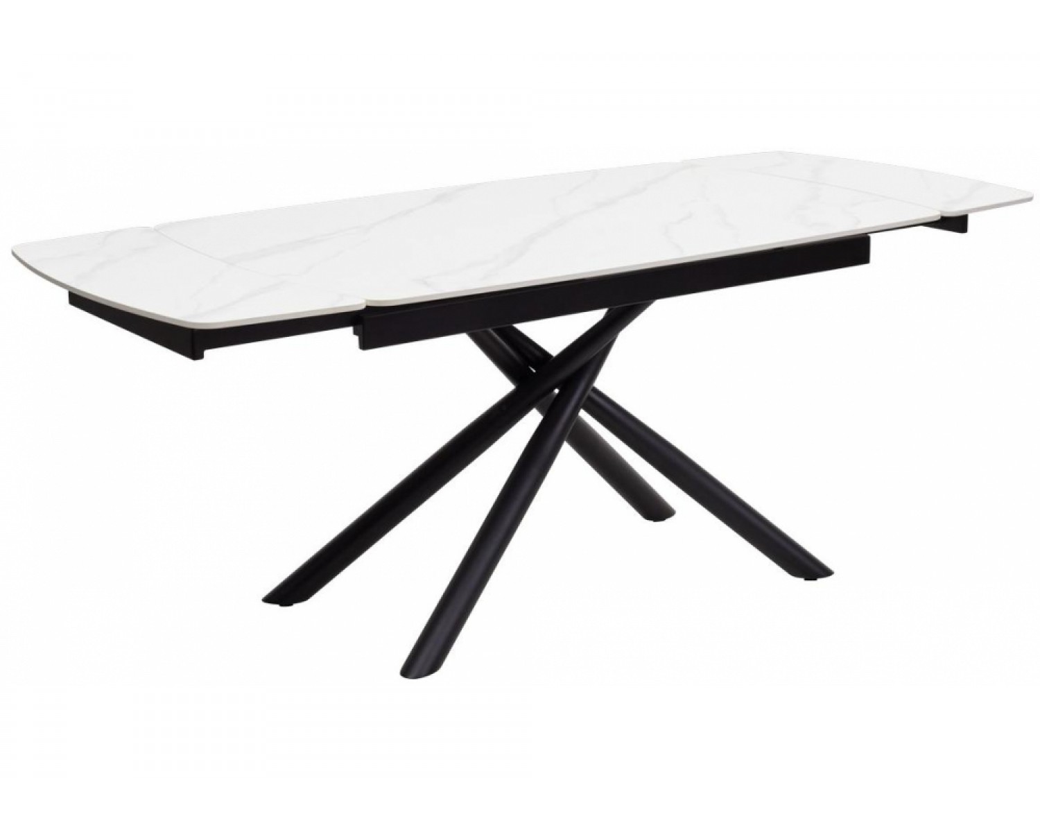 Стол Rivoli matt white marble sintered stone / black