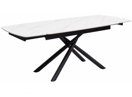 Стол Rivoli matt white marble sintered stone / black