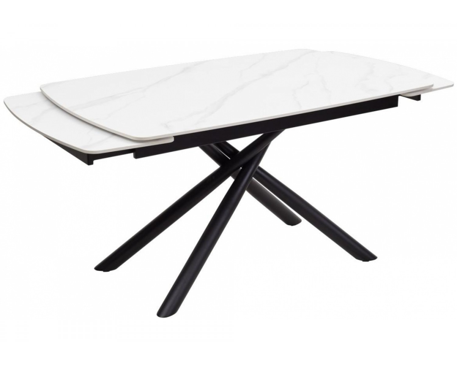 Стол Rivoli matt white marble sintered stone / black