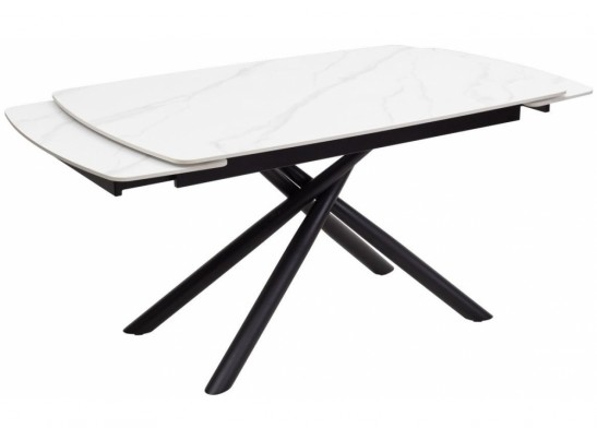 Стол Rivoli matt white marble sintered stone / black