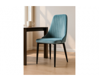 Стул на металлокаркасе Kora light blue / black