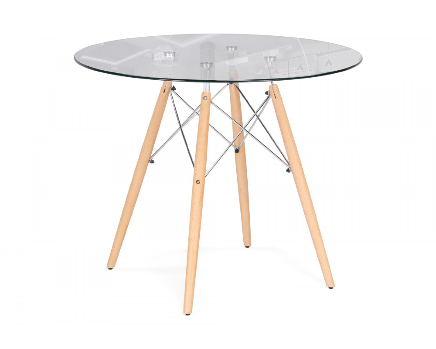 Стеклянный стол PT-151 80х80х76 clear glass / wood