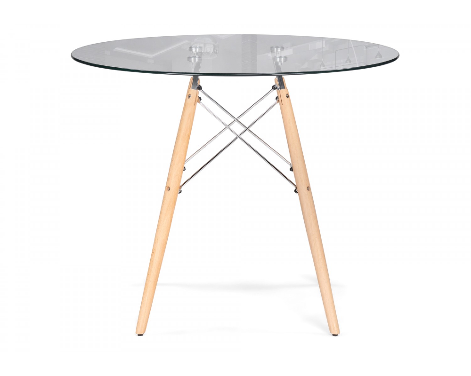 Стеклянный стол PT-151 80х80х76 clear glass / wood