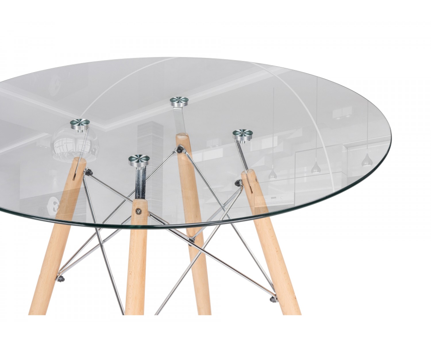 Стеклянный стол PT-151 80х80х76 clear glass / wood