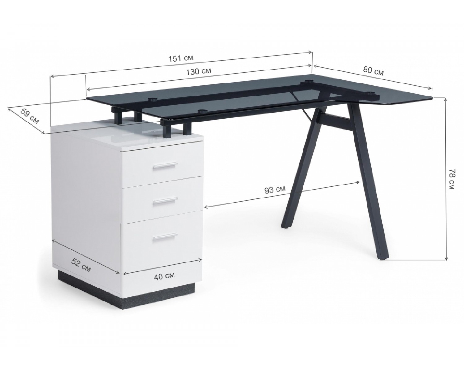 Компьютерный стол Torvi white / black