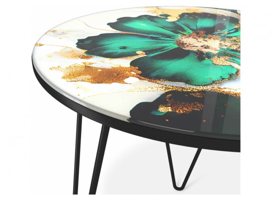 Журнальный стол Sheffilton SHT-CT27 малахитово зеленый / черный муар