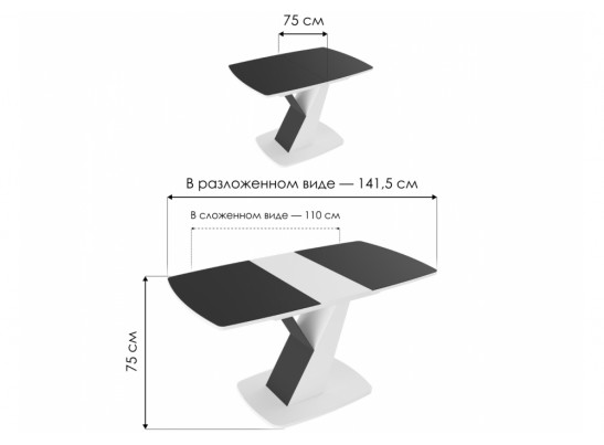 Стол на тумбе Гарда Тип 1 дуб крафт золотой / стекло матовое чёрный графит