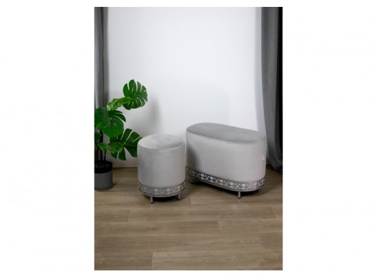 Банкетка Sheffilton SHT-B21-1 серое облако/хром лак