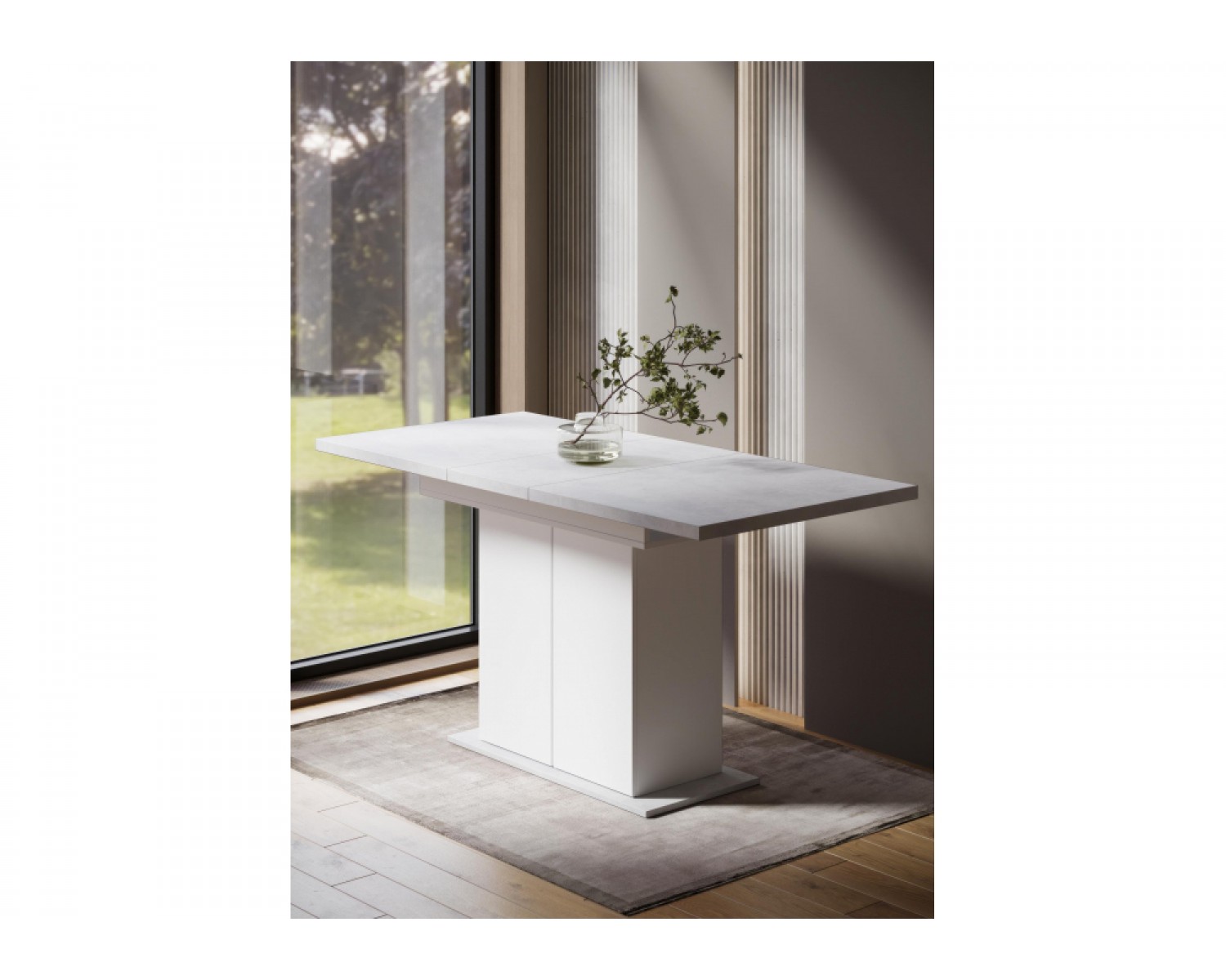 Деревянный стол Carla белый / цемент светлый