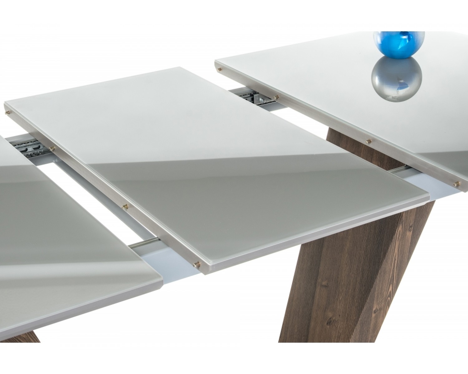 Стол на тумбе Петир 120(160)х80х75 серый / орех кантри