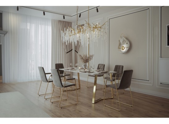 Стул на металлокаркасе Lana dark grey / gold