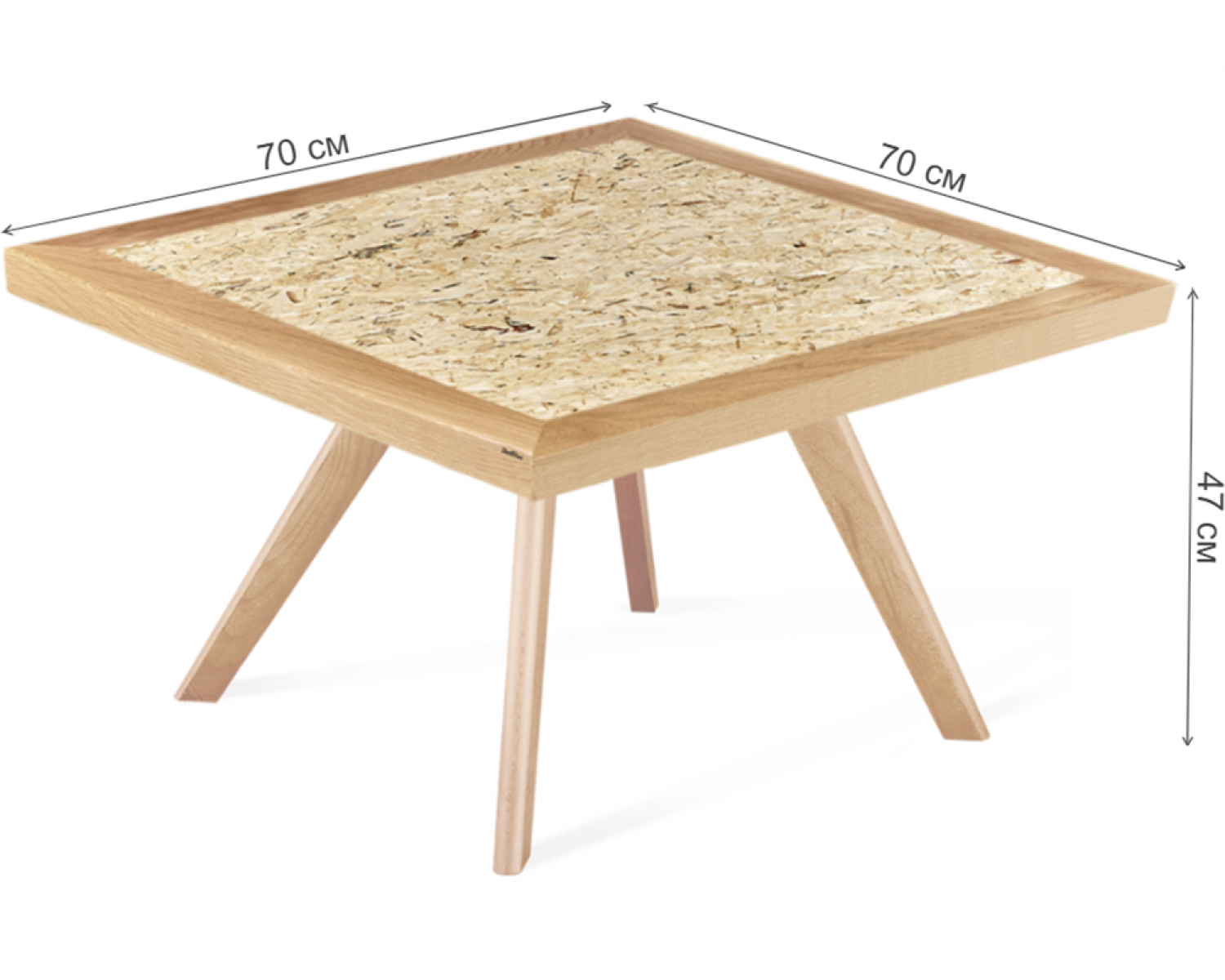 Журнальный столик SHT-S39  70 / 70 дуб / OSB прозрачный лак