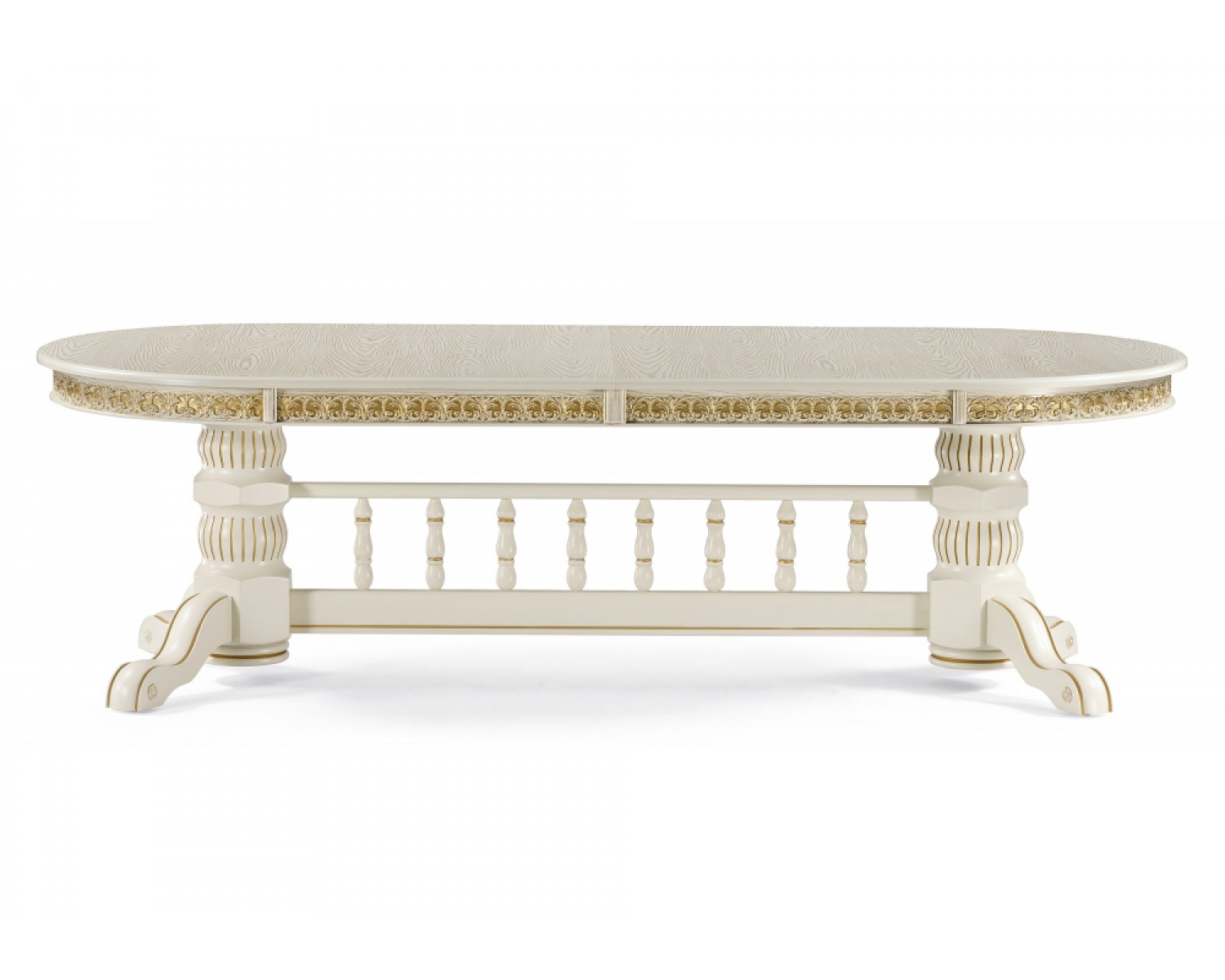 Деревянный стол Кассиль крем / золотая патина