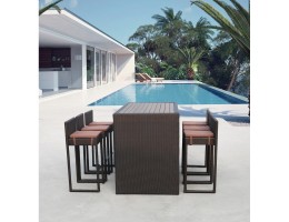 Барный комплект плетеной мебели T390AD/Y390A-W63_6Pcs Brown