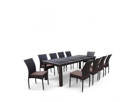 Комплект плетеной мебели T438/Y380A-W53 Brown (10+1)