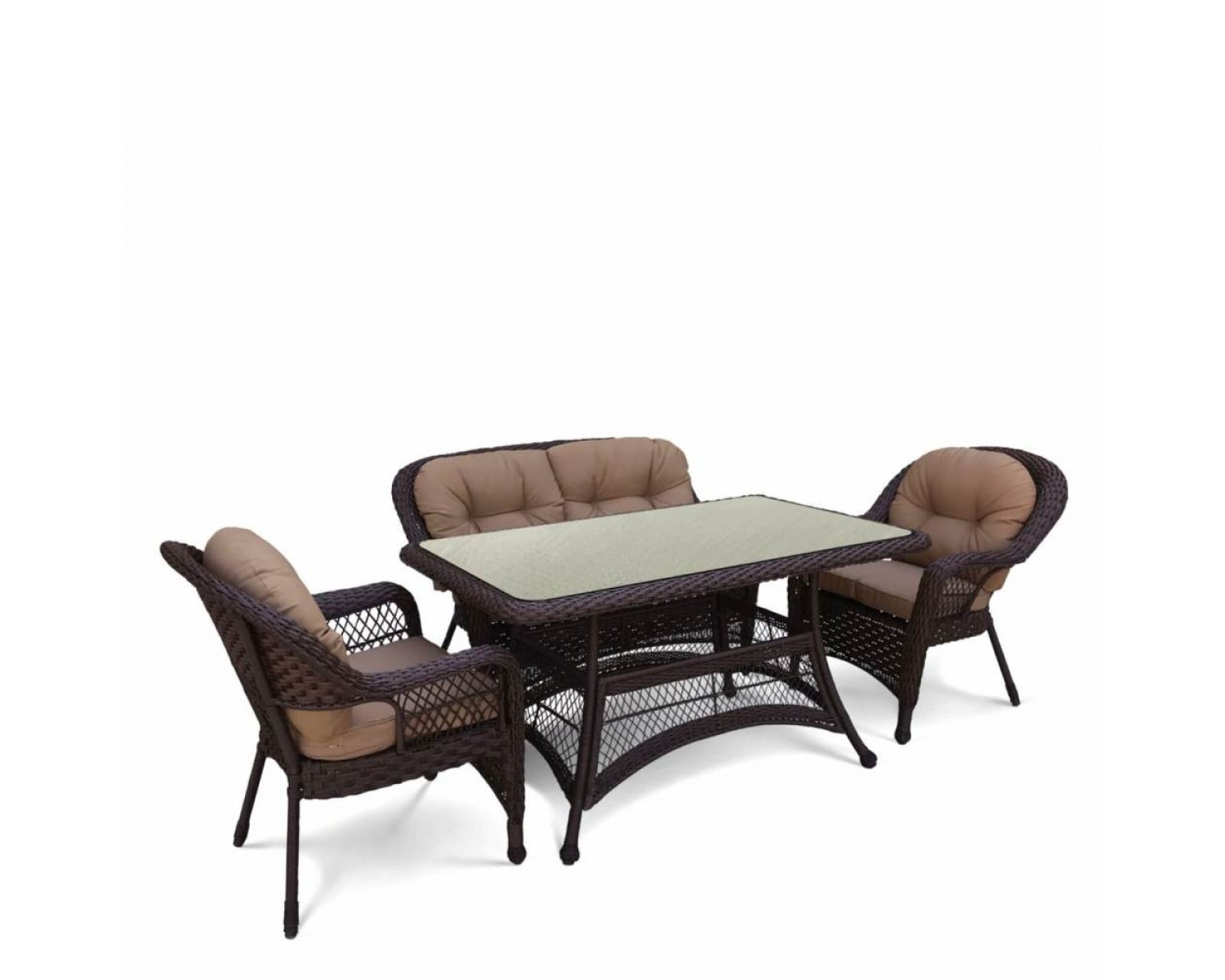 Комплект плетеной мебели T130Br/LV520BB-Brown_Beige