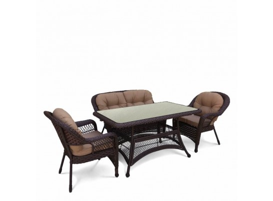 Комплект плетеной мебели T130Br/LV520BB-Brown_Beige