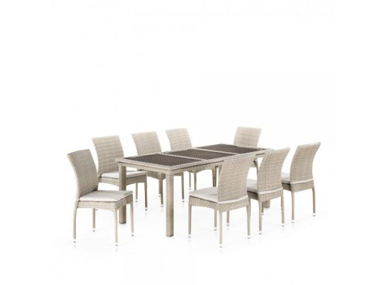Комплект плетеной мебели T365/Y380C-W85 Latte (6+1) + подушки