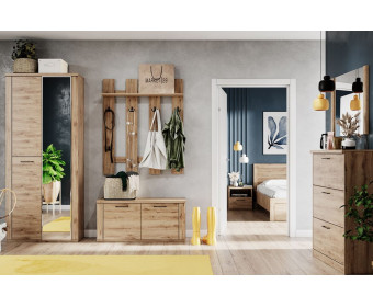 DOORSET, Тумба для обуви 3D. Цвет ДУБ НАВАРРА