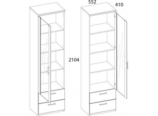 DOORSET, Шкаф с витриной 1V2S. Цвет ДУБ НАВАРРА