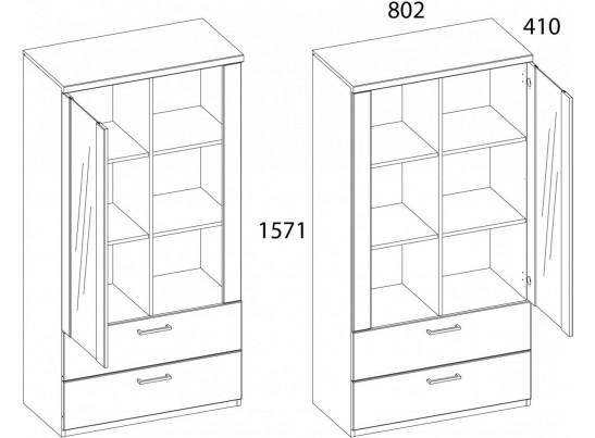 DOORSET, Шкаф с витриной 1V2S3N. Цвет ДУБ НАВАРРА
