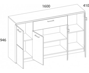 DOORSET, Тумба 4D1S. Цвет ДУБ НАВАРРА