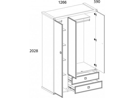 Шкаф 3DG2S, MAGELLAN, цвет Сосна винтаж