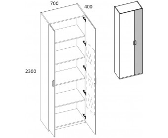 MODERN, Шкаф 2D/70 Z. Цвет ПЕРСИДСКИЙ ЖЕМЧУГ