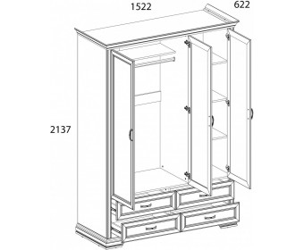 Шкаф 3D4S Z, MONAKO, цвет Сосна винтаж