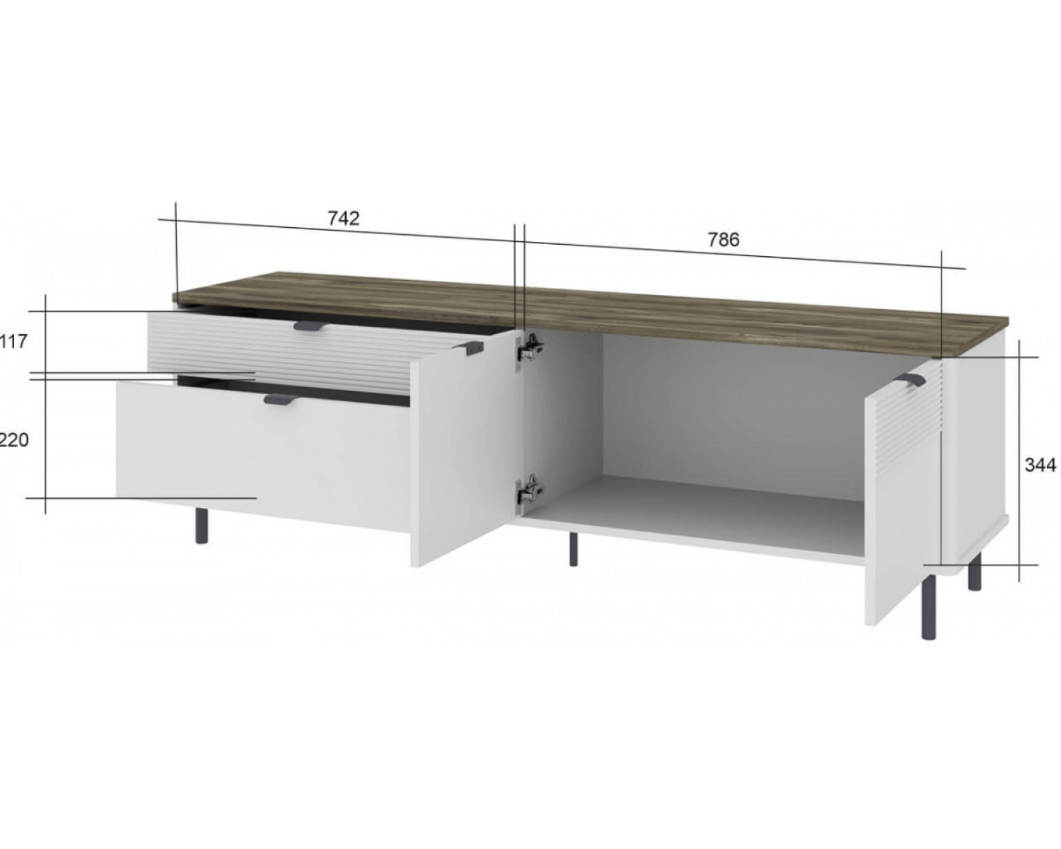 SIMPLE, Тумба RTV 2D2S. Цвет БЕЛЫЙ / МОНТЕ / ДЖЕЛАТО