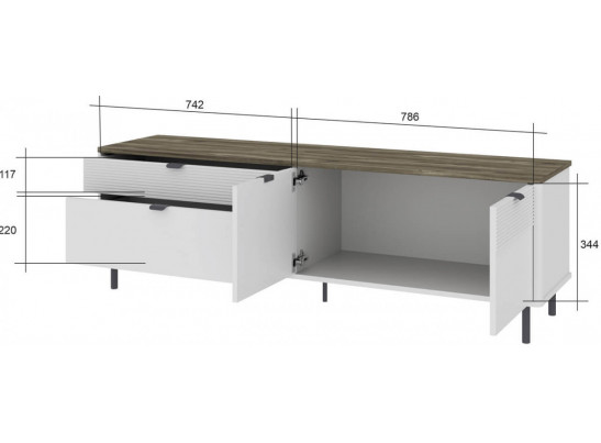SIMPLE, Тумба RTV 2D2S. Цвет БЕЛЫЙ / МОНТЕ / ДЖЕЛАТО