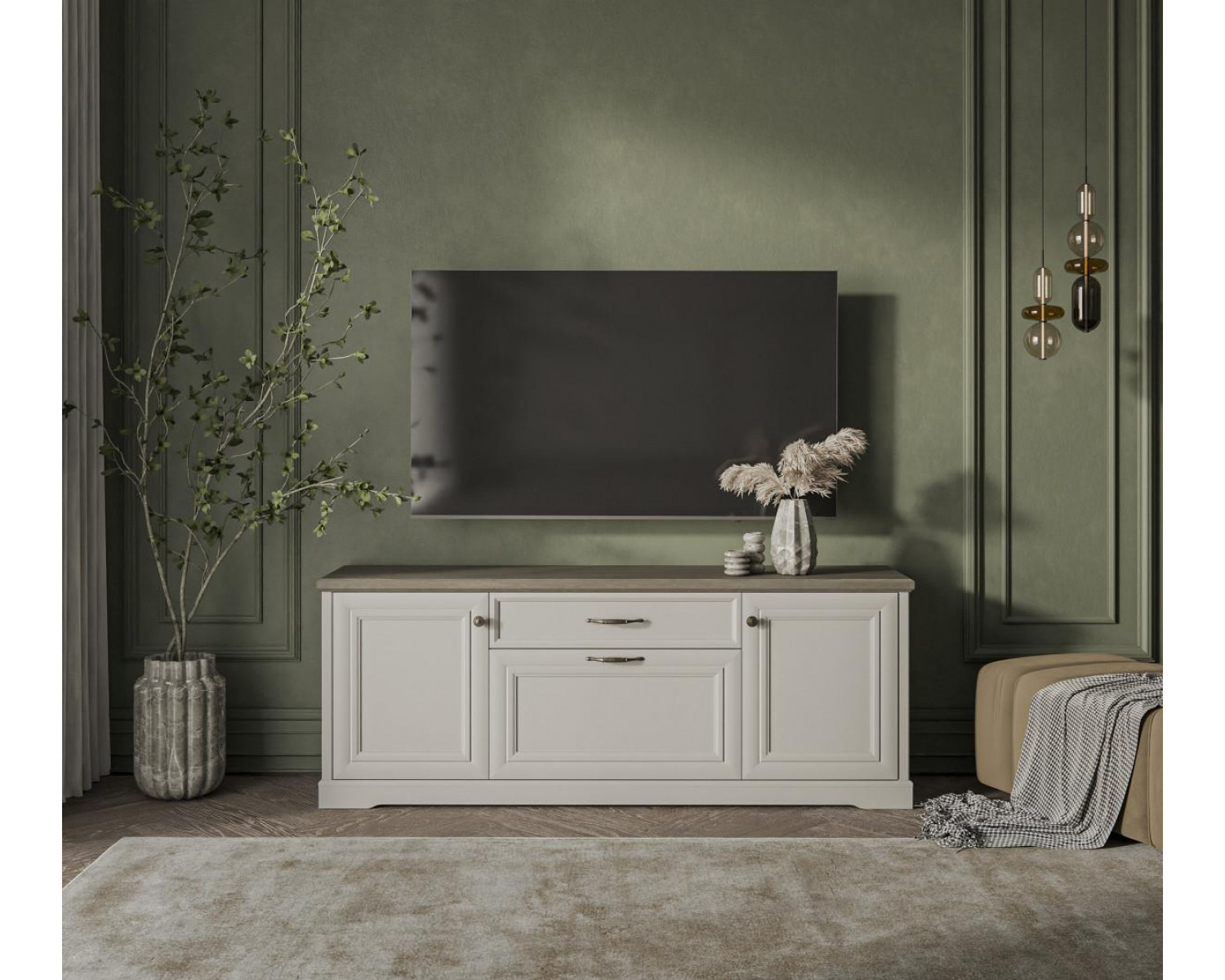 TOSCANA NEW, Тумба RTV 3D1S. Цвет ПЕРСИДСКИЙ ЖЕМЧУГ/КАНЬОН