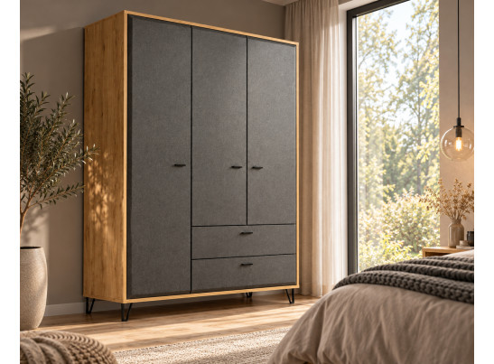 Спальня Грейс BRW 160×200 дуб наварра / графит