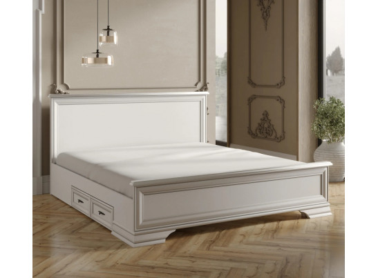 Кровать с выкатными ящиками Кентаки белый LOZ180x200